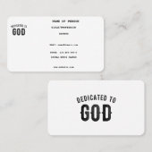 DEDICATED TO GOD COOL  BLACK TEKST VISITEKAARTJE (Voorkant / Achterkant)