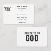 DEDICATED TO GOD COOL BLACK TEKST VISITEKAARTJE (Voorkant / Achterkant)