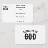 DEDICATED TO GOD COOL  BLACK TEKST VISITEKAARTJE (Voorkant / Achterkant)