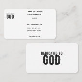 DEDICATED TO GOD  COOL BLACK TEKST VISITEKAARTJE (Voorkant / Achterkant)