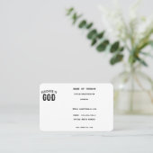 DEDICATED TO GOD COOL BLACK TEKST VISITEKAARTJE (Staand voorkant)