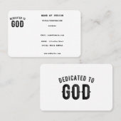 DEDICATED TO GOD COOL BLACK TEKST VISITEKAARTJE (Voorkant / Achterkant)