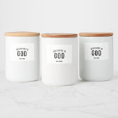 DEDICATED TO GOD COOL BLACK TEKST VOEDSELCONTAINER ETIKET (Flessen)