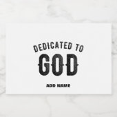 DEDICATED TO GOD COOL BLACK TEKST VOEDSELCONTAINER ETIKET (Enkel label)