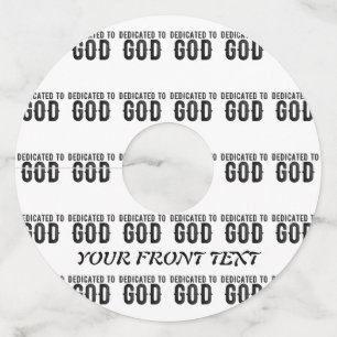 DEDICATED TO GOD COOL BLACK TEKST WIJNGLASLABEL