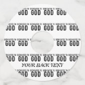 DEDICATED TO GOD  COOL BLACK TEKST WIJNGLASLABEL (Achterkant)