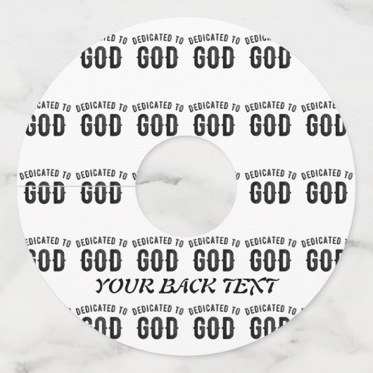 DEDICATED TO GOD COOL  BLACK TEKST WIJNGLASLABEL (Achterkant)