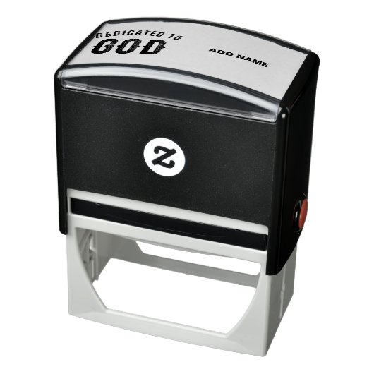 DEDICATED TO GOD COOL  BLACK TEKST  ZELFINKTENDE STEMPEL (Product)