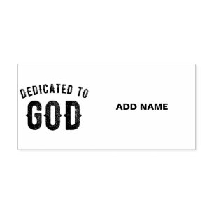 DEDICATED TO GOD COOL BLACK TEKST ZELFINKTENDE STEMPEL