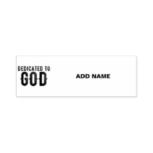 DEDICATED TO GOD COOL BLACK TEKST ZELFINKTENDE STEMPEL