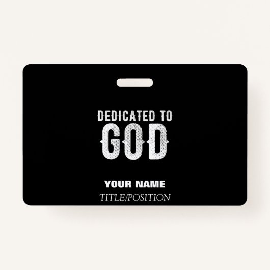DEDICATED TO GOD COOL  WHITE TEKST BADGE (Voorkant)