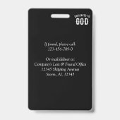 DEDICATED TO GOD  COOL WHITE TEKST BADGE (Achterkant)