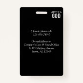 DEDICATED TO GOD  COOL WHITE TEKST BADGE (Achterkant)
