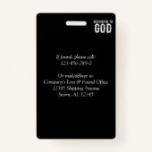 DEDICATED TO GOD COOL  WHITE TEKST BADGE (Achterkant)