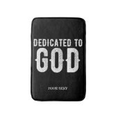 DEDICATED TO GOD COOL WHITE TEKST BADMAT (Voorkant Verticaal)