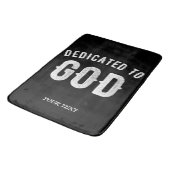 DEDICATED TO GOD COOL WHITE TEKST BADMAT (Gekanteld)