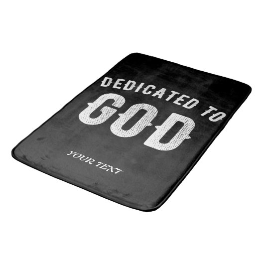 DEDICATED TO GOD COOL WHITE TEKST BADMAT (Gekanteld)