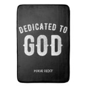 DEDICATED TO GOD COOL WHITE TEKST BADMAT (Voorkant Verticaal)