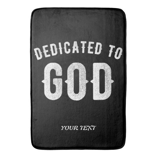 DEDICATED TO GOD COOL WHITE TEKST BADMAT (Voorkant Verticaal)