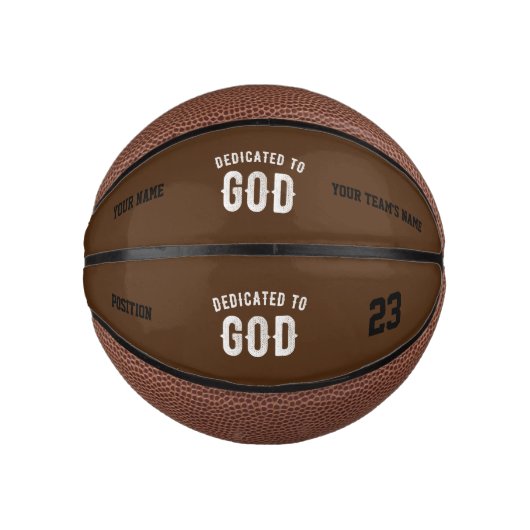 DEDICATED TO GOD  COOL WHITE TEKST BASKETBAL (Voorkant)