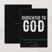 DEDICATED TO GOD COOL WHITE TEKST BEDANKKAART (Voorkant / Achterkant)