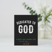 DEDICATED TO GOD COOL WHITE TEKST BEDANKKAART (Staand voorkant)