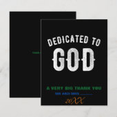 DEDICATED TO GOD COOL WHITE TEKST BEDANKKAART (Voorkant / Achterkant)