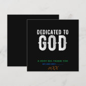 DEDICATED TO GOD COOL  WHITE TEKST BEDANKKAART (Voorkant / Achterkant)