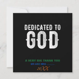 DEDICATED TO GOD COOL  WHITE TEKST BEDANKKAART
