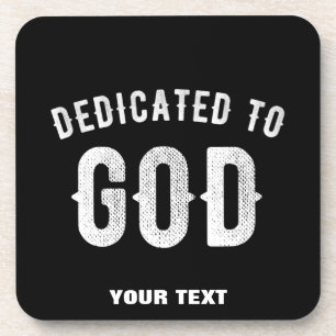 DEDICATED TO GOD COOL WHITE TEKST BIER ONDERZETTER