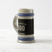 DEDICATED TO GOD COOL WHITE TEKST BIERPUL (Voorkant links)
