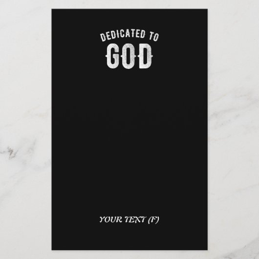 DEDICATED TO GOD COOL WHITE TEKST BRIEFPAPIER (Voorkant)