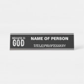 DEDICATED TO GOD COOL  WHITE TEKST BUREAU NAAMBORDJE (Voorkant)