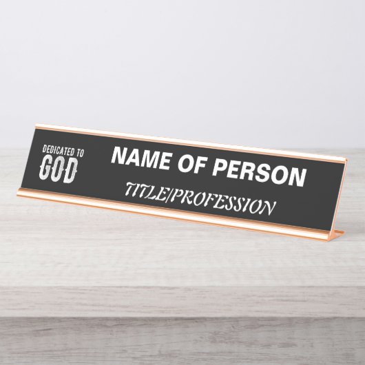 DEDICATED TO GOD COOL  WHITE TEKST BUREAU NAAMBORDJE (Voorkant)