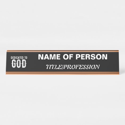 DEDICATED TO GOD COOL  WHITE TEKST BUREAU NAAMBORDJE (Voorkant)