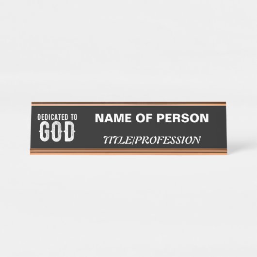 DEDICATED TO GOD COOL  WHITE TEKST BUREAU NAAMBORDJE (Voorkant)