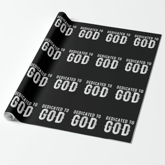 DEDICATED TO GOD COOL  WHITE TEKST CADEAUPAPIER (Uitgerold)