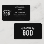 DEDICATED TO GOD  COOL WHITE TEKST CONTACTKAARTJE (Voorkant / Achterkant)