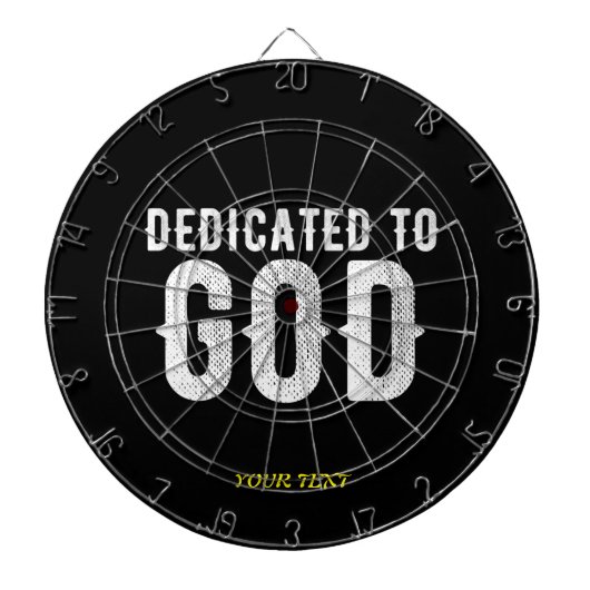 DEDICATED TO GOD COOL  WHITE TEKST DARTBORD (Voorkant)