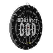 DEDICATED TO GOD COOL  WHITE TEKST DARTBORD (Voorkant Links)