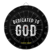 DEDICATED TO GOD  COOL WHITE TEKST DARTBORD (Voorkant)