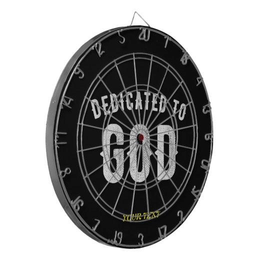 DEDICATED TO GOD COOL WHITE TEKST DARTBORD (Voorkant Links)