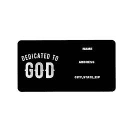 DEDICATED TO GOD  COOL WHITE TEKST ETIKET