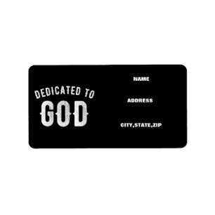 DEDICATED TO GOD  COOL WHITE TEKST ETIKET