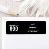 DEDICATED TO GOD COOL WHITE TEKST ETIKET (Insitu)