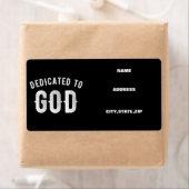 DEDICATED TO GOD COOL WHITE TEKST ETIKET (Insitu)