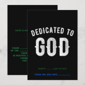 DEDICATED TO GOD  COOL WHITE TEKST FEESTDAGENKAART (Voorkant / Achterkant)