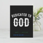 DEDICATED TO GOD  COOL WHITE TEKST FEESTDAGENKAART (Staand voorkant)