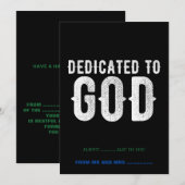 DEDICATED TO GOD COOL WHITE TEKST FEESTDAGENKAART (Voorkant / Achterkant)