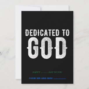 DEDICATED TO GOD COOL WHITE TEKST FEESTDAGENKAART
